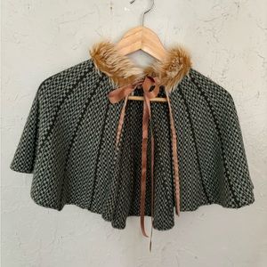 Anthropologie fur collar cape